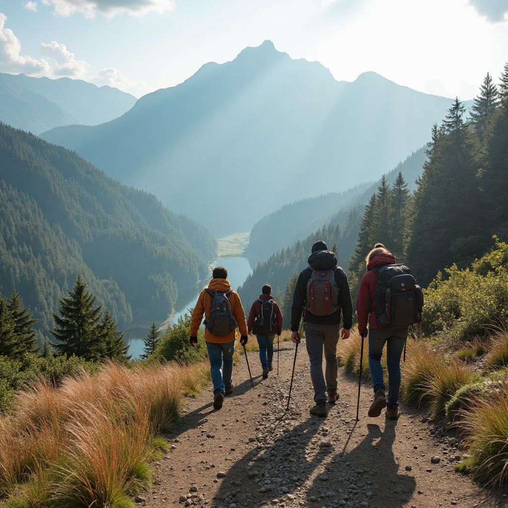 Hiking group in mountains